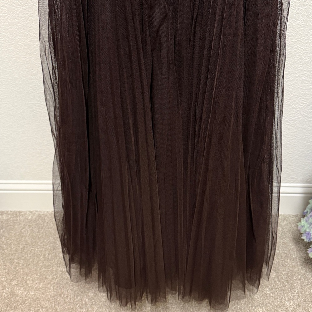 Hutch Amara Chocolate Brown Pleated Midi Dress - Picture 8 of 11